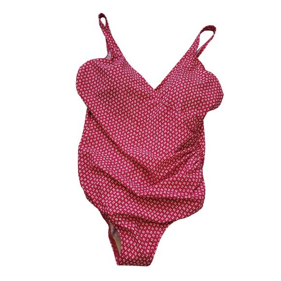 Miraclesuit Size Est 6 One Piece Tummy Control Scoop Ruched Sides Pink White - Picture 1 of 6